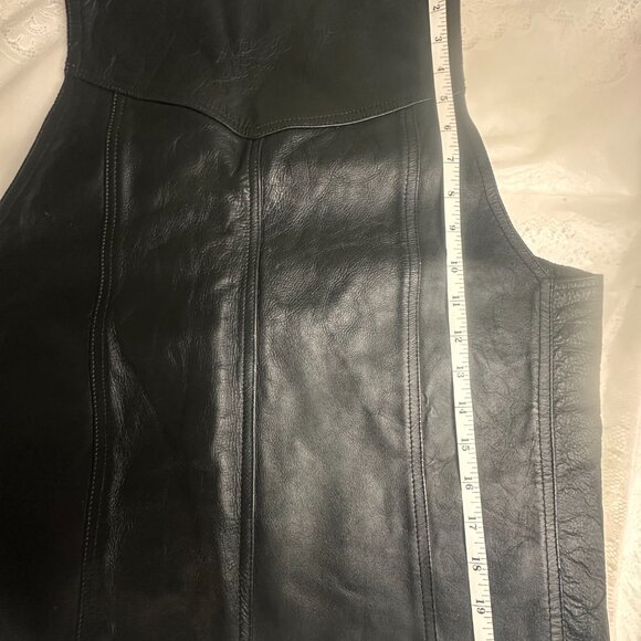 A-1 Genuine Leather Vest Black Snaps Pockets Motorcycle Rider Unisex Biker 38 - Picture 5 of 6